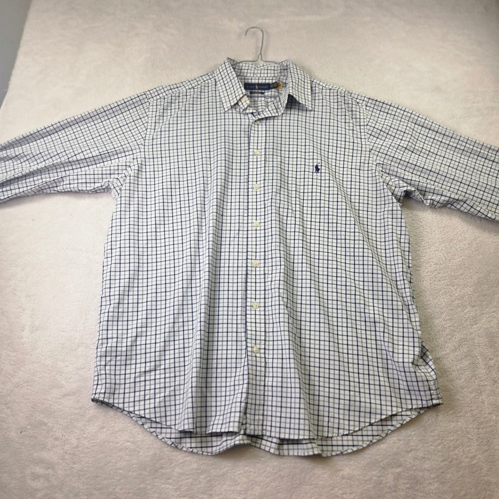 Ralph Lauren Performance Mens 1XB Big & Tall Navy Grey Check Button Down Shirt